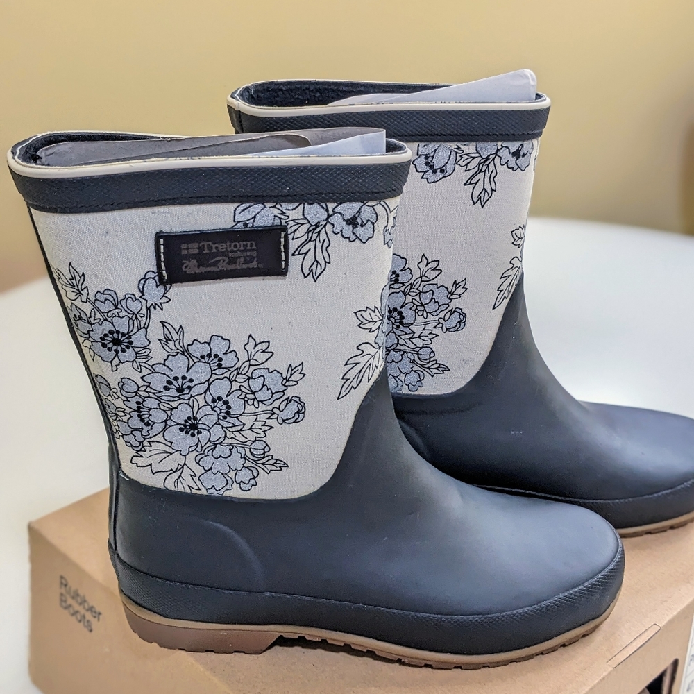 Tretorn Rain Boots Elsa William Morris Black Rain Women's size 5 - Picture 10 of 13